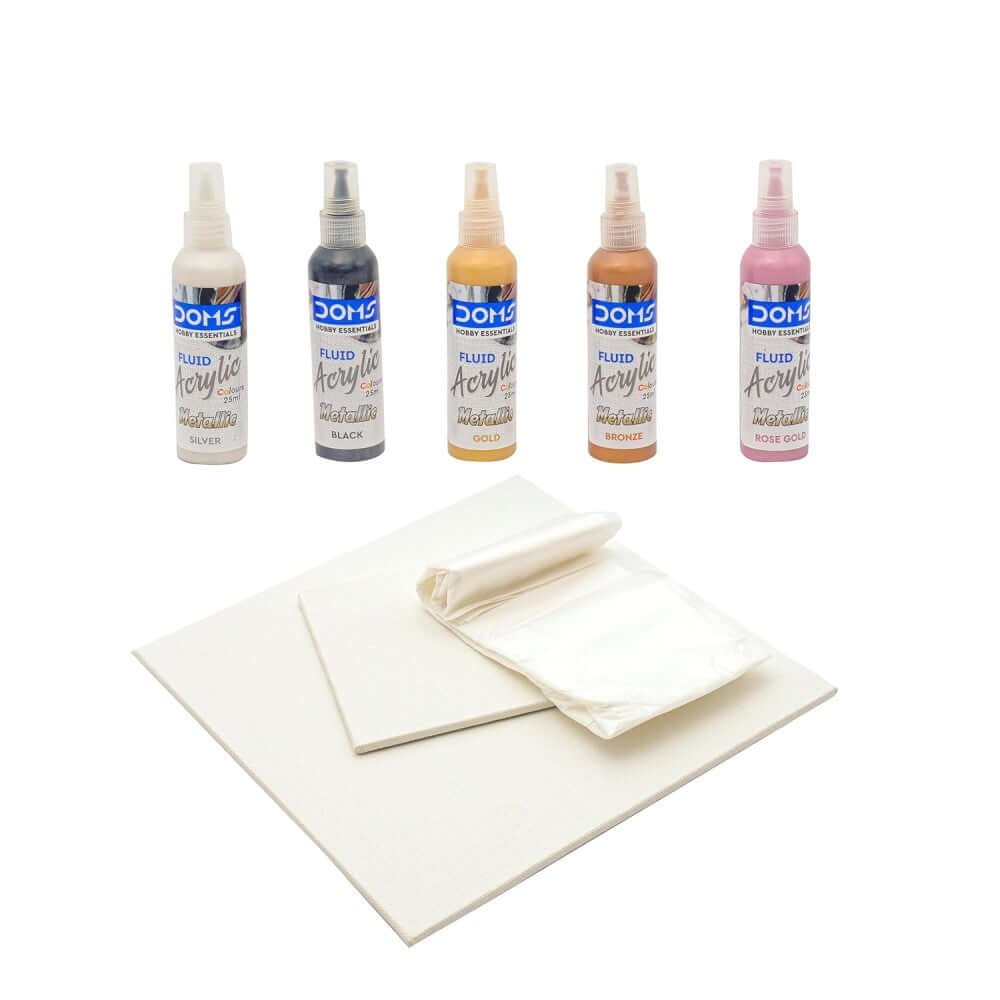 DOMS Metallic Fluid Acrylic Colours Kit