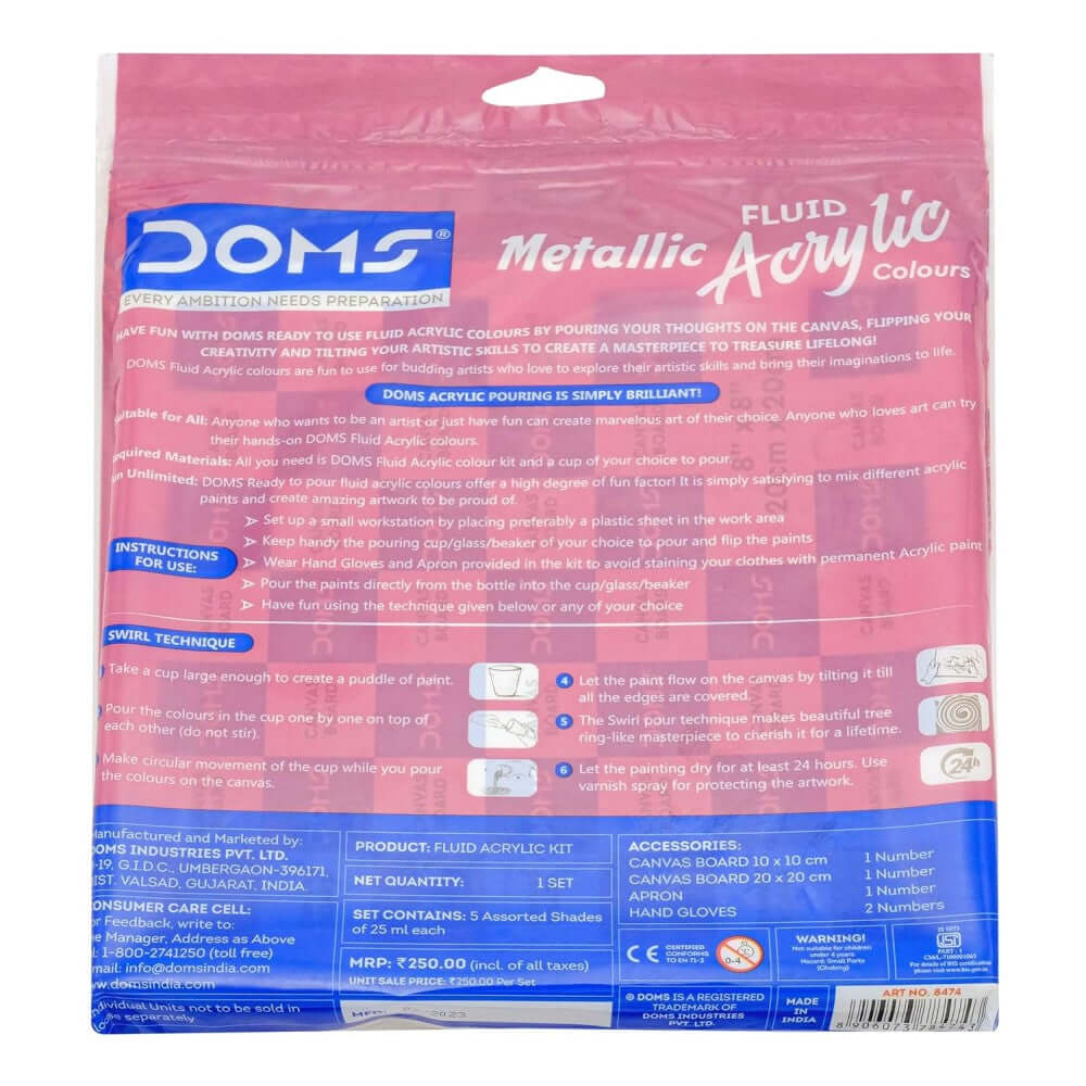 DOMS Metallic Fluid Acrylic Colours Kit