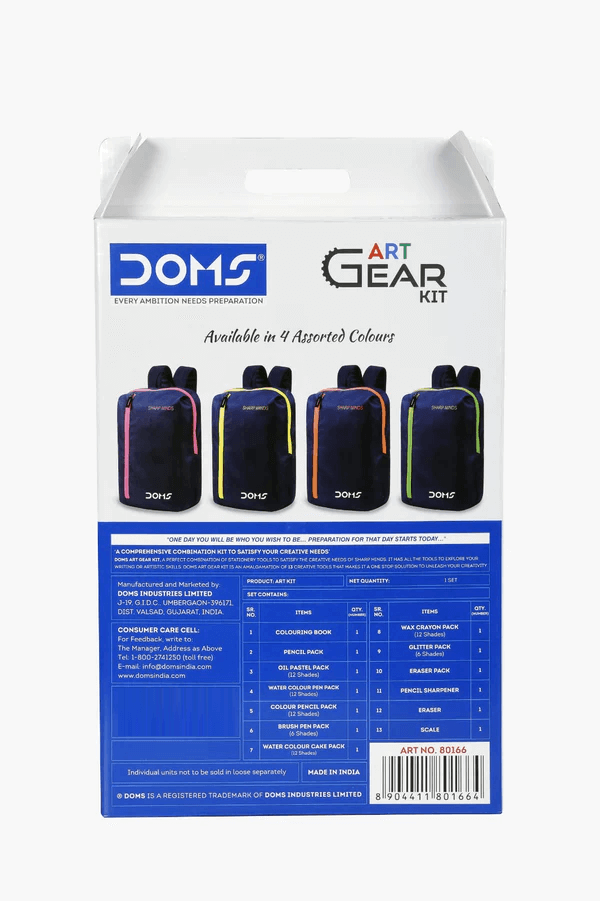 DOMS Art Gear Kit | Comes With Zipper Bag | Combination of 13 Stationery Items