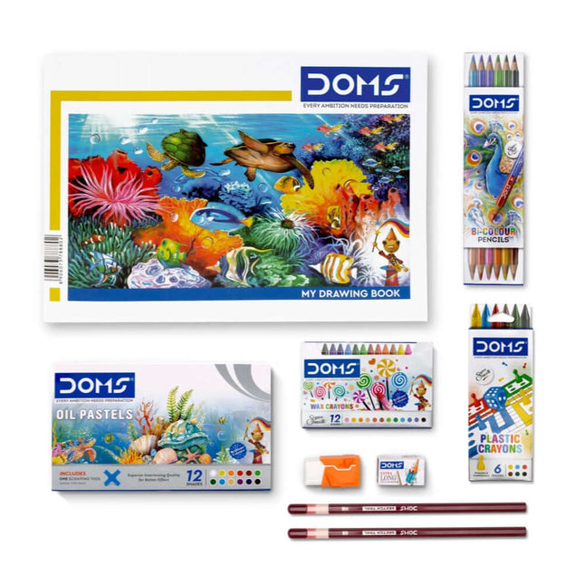 DOMS Art Strokes Kit | Combination of 8 Stationery Items