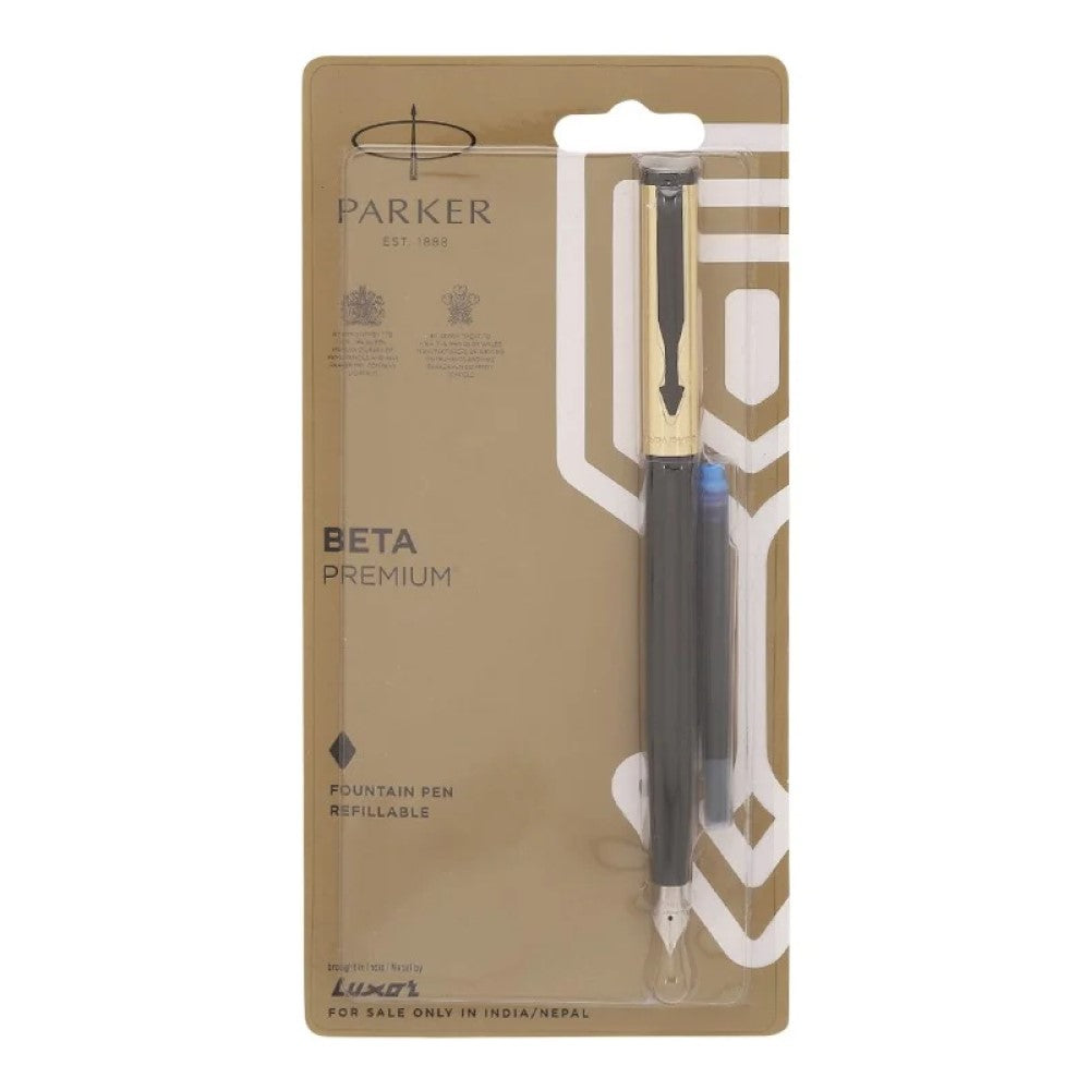 Parker Beta Premium Fountain Pen with Quink Cartridge | Coated Clip