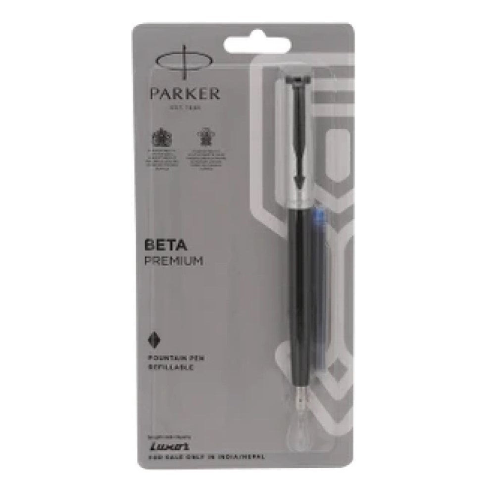 Parker Beta Premium Fountain Pen with Quink Cartridge | Coated Clip