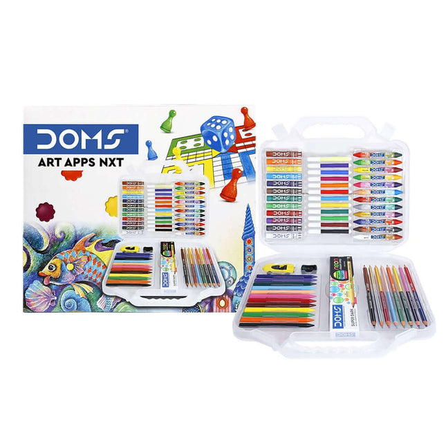 DOMS Art Apps Nxt Kit With Plastic Carry Case | Combination of 9 Stationery Items