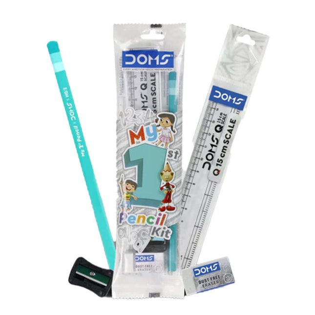 DOMS My 1st Pencil Kit | For Dark & Neat Writing | Includes Pencil, Scale, Sharpner & Eraser