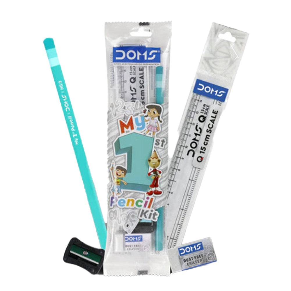 Doms My 1st Pencil Kit | For Dark & Neat Writing | Includes Pencil, Scale, Sharpner & Eraser
