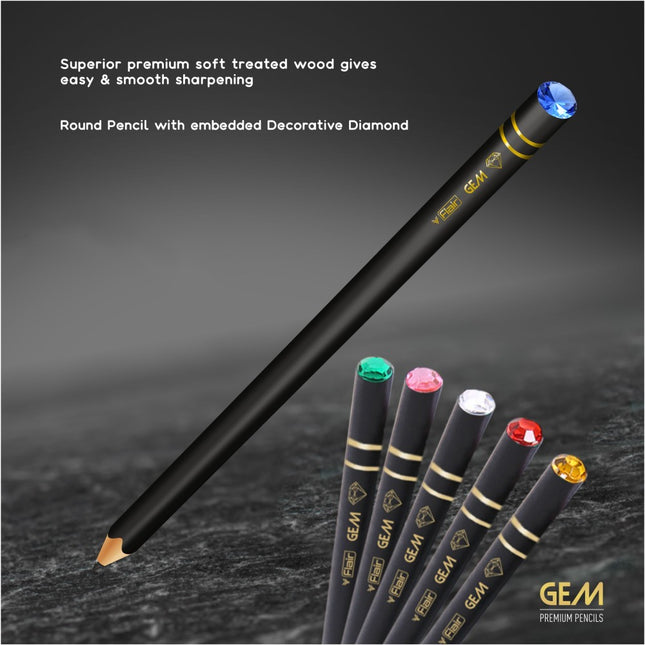 Flair Creative Gem Extra Dark Pencils featuring smooth sharpening, ergonomic grip, and decorative diamond embellishments.