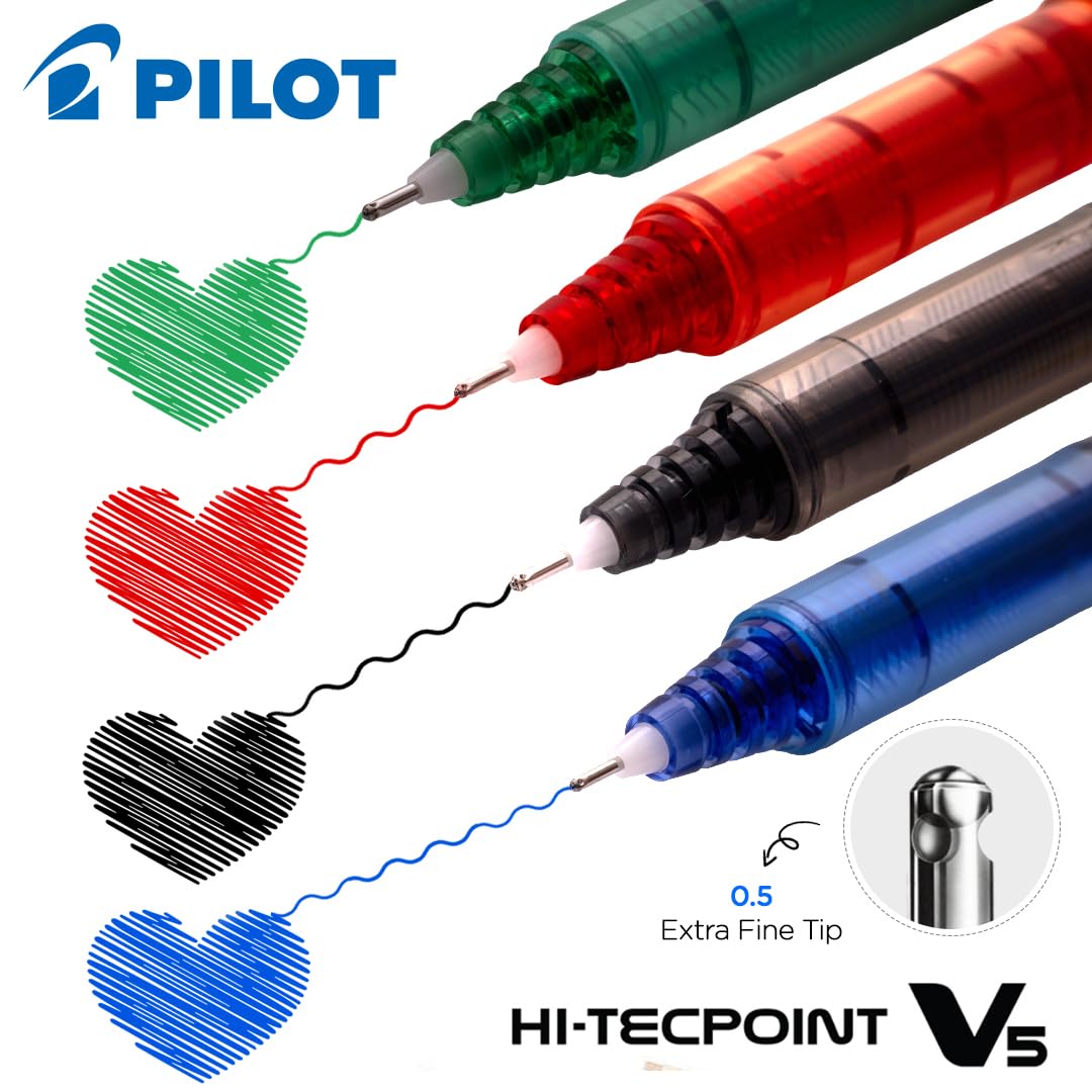 Pilot Hi-Tecpoint V5 0.5mm Extra Fine Point Pure Liquid Ink Roller Ball Pen