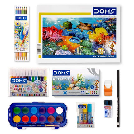 DOMS Painting Kit | Combination of 9 Painting & Coloring Items Multicolor