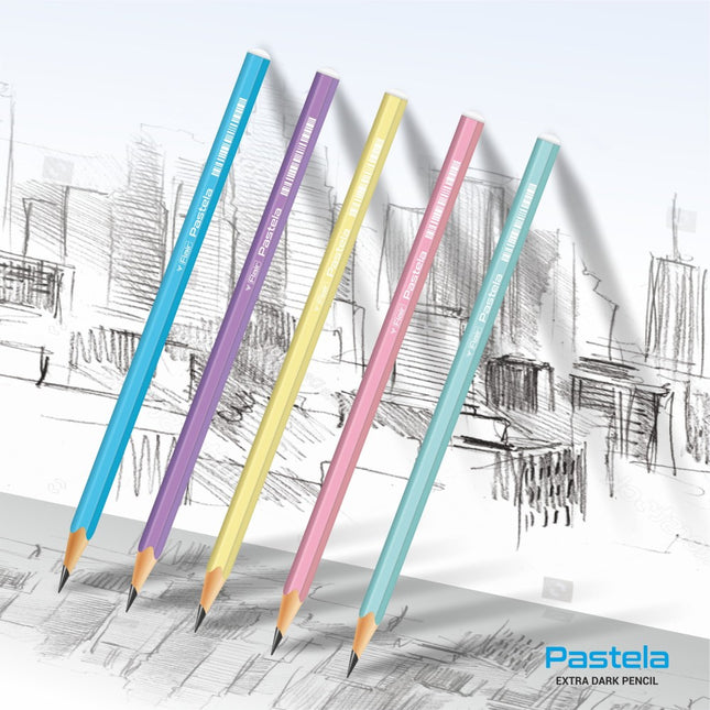 Flair Creative Pastela Extra Dark Pencils in pastel colors for sketching and writing.