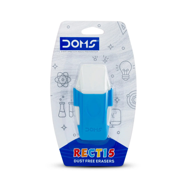 DOMS Recti 5 Eraser | Pack of 1 featuring a vibrant blue design for precise and clean corrections.