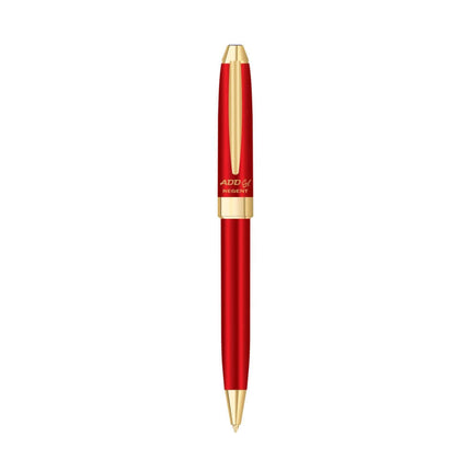 Add Gel Regent Ball Roller Pen in red with gold accents, showcasing ergonomic design and premium materials.