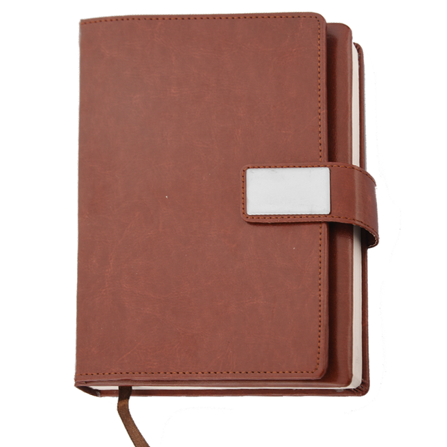 GifMor Premium 9033 tan A5 diary, elegant PU leather cover with a strap and bookmark, perfect for gifting.