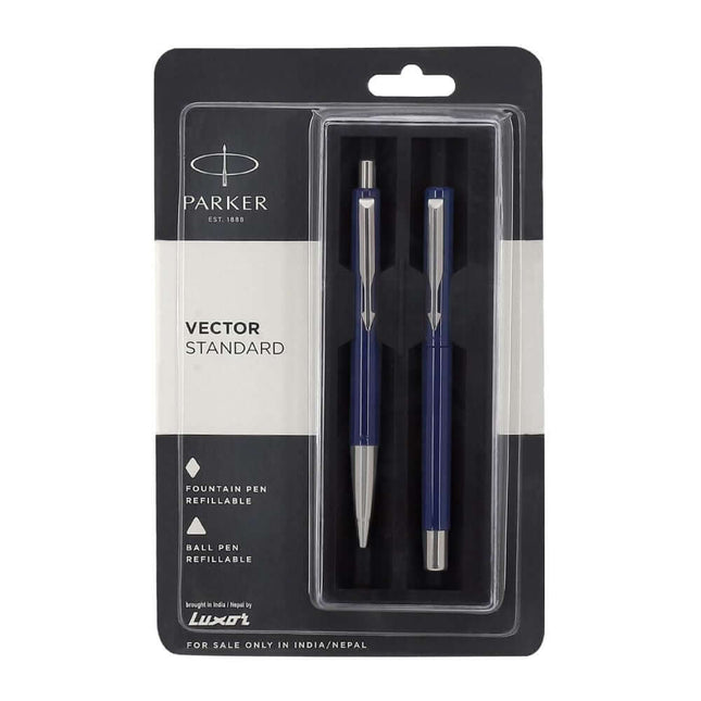 Parker Vector Standard CT Fountain Pen and Ball Pen Set | Ink Colour - Blue