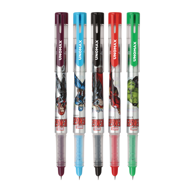 Unomax Aveo Fountain Pen | Includes 2 Ink Cartridges with colorful ink options and a comic theme.