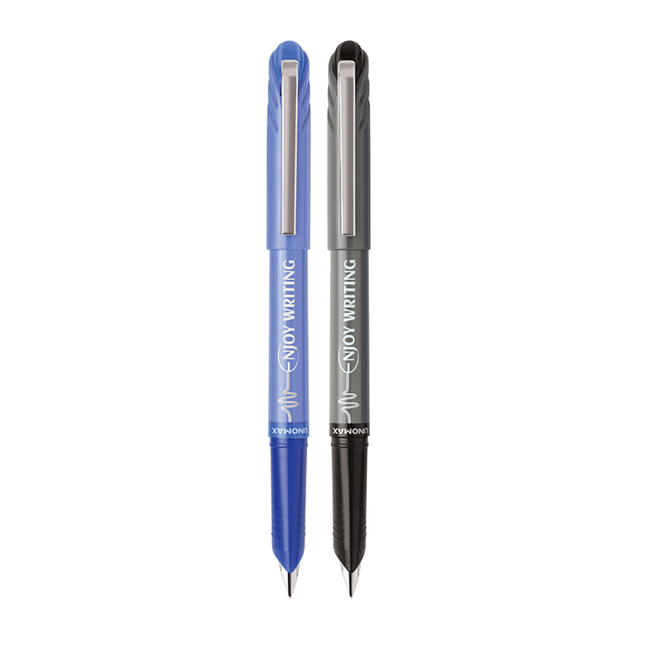 Unomax Enjoy Fountain Pen | Includes 2 Ink Cartridges in blue and black with smooth writing performance.