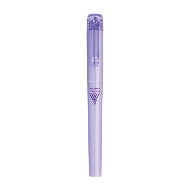 Unomax Vega Fountain Pen | Includes 2 Ink Cartridges in stylish purple design for smooth writing.
