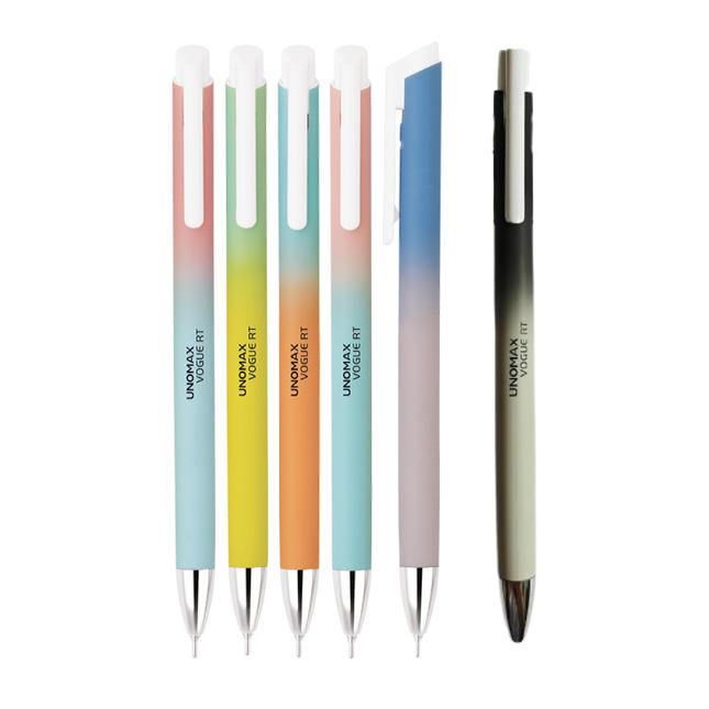 Unomax Vogue RT Retractable Ball Pen | Ink Colour - Blue and Black with vibrant gradient design