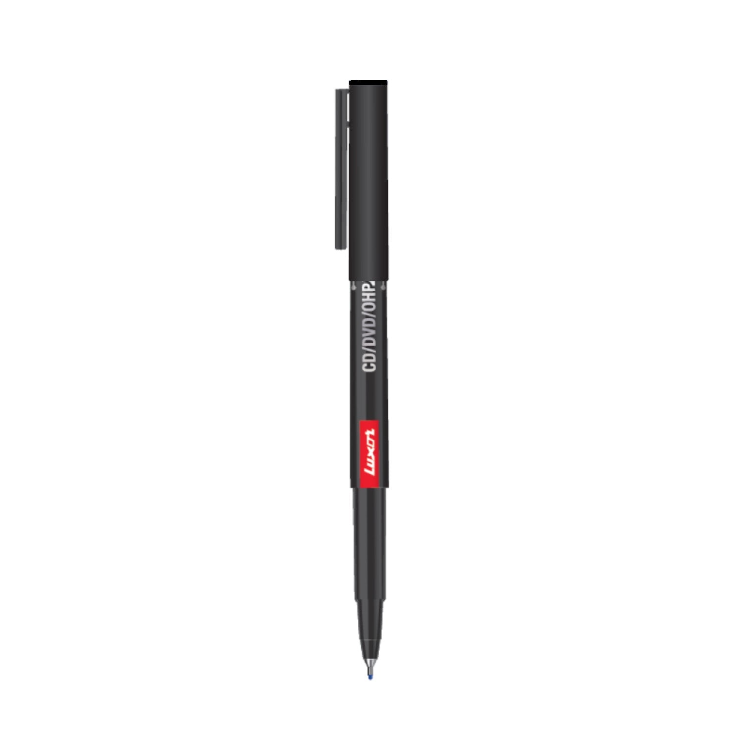 Luxor 1236 CD/DVD/OHP Marker | Ink Colour - Blue, Black, Red and Green - black marker pen for writing on various surfaces.