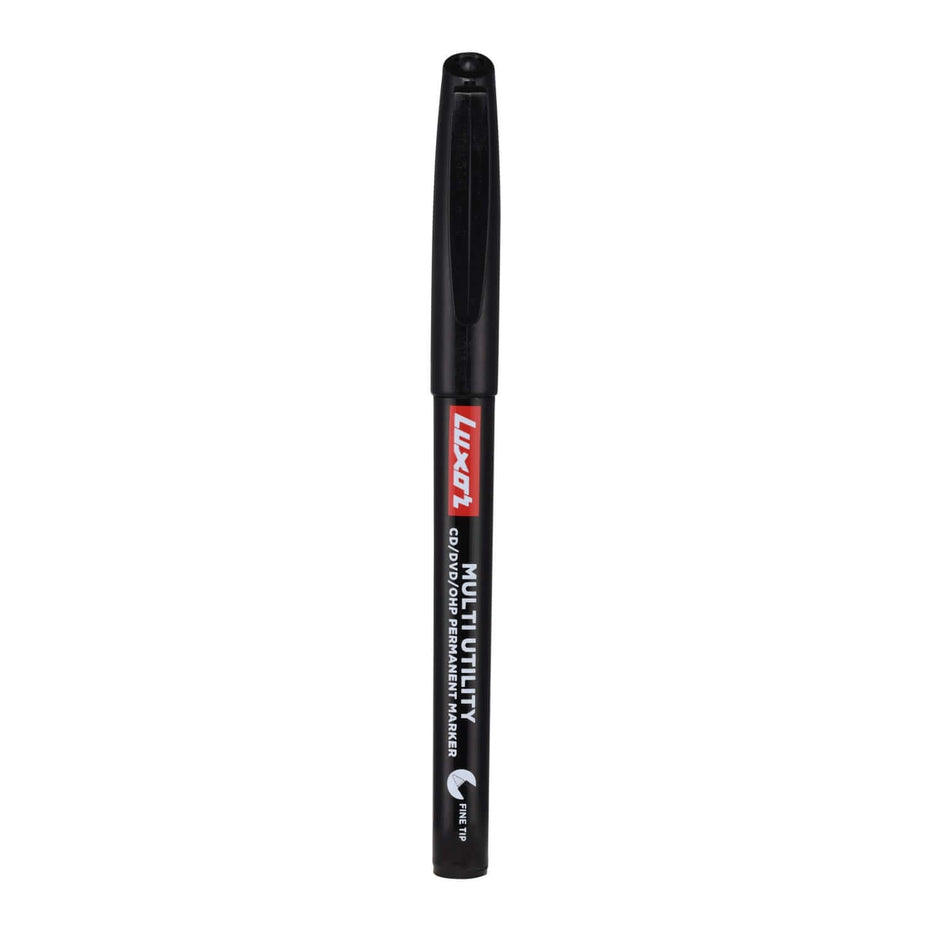 Luxor 1237NF CD/DVD/OHP Marker | Ink Colour - Blue, Black, Red and Green, black marker on white background.
