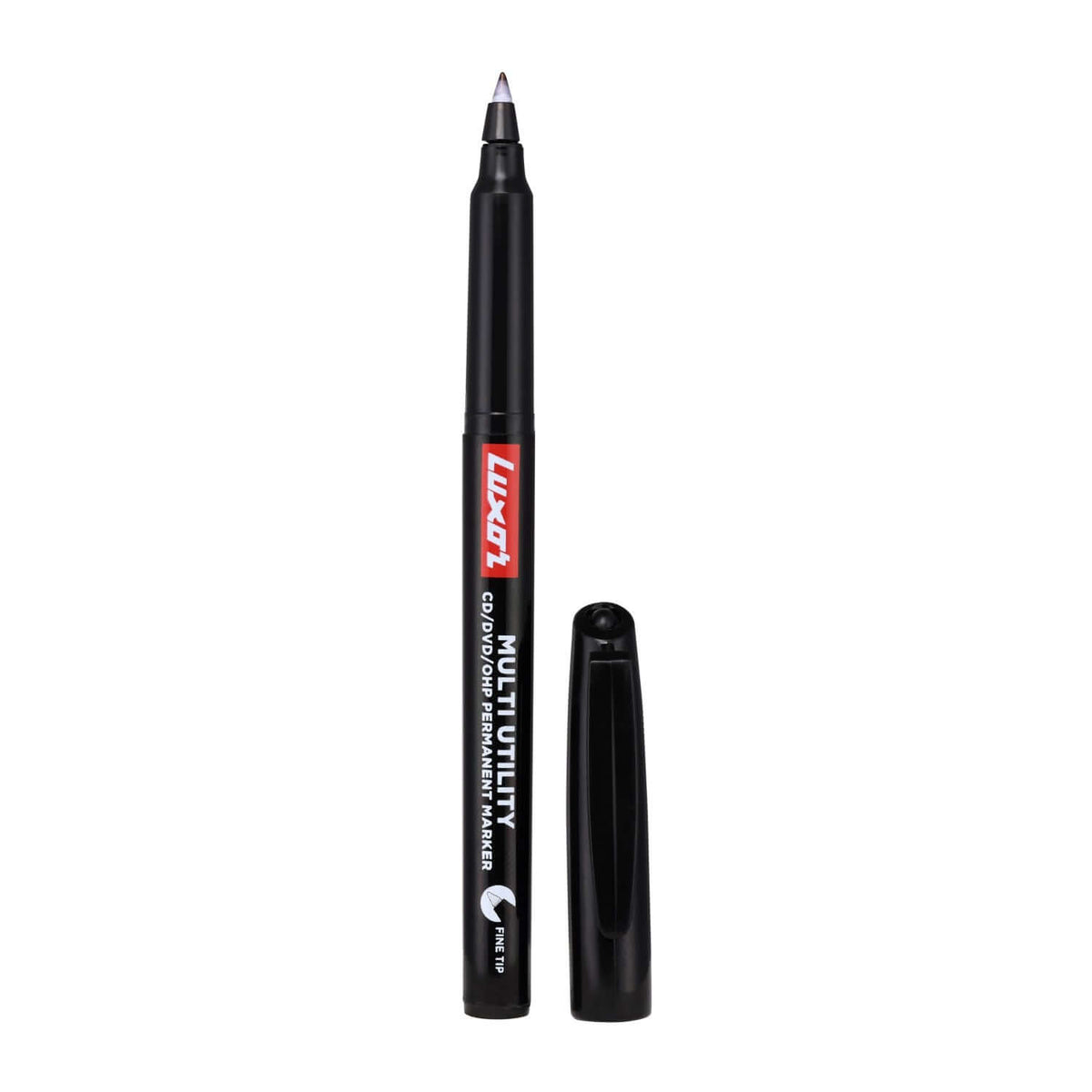 Luxor 1237NF CD/DVD/OHP Marker | Ink Colour - Blue, Black, Red and Green - Black Marker shown