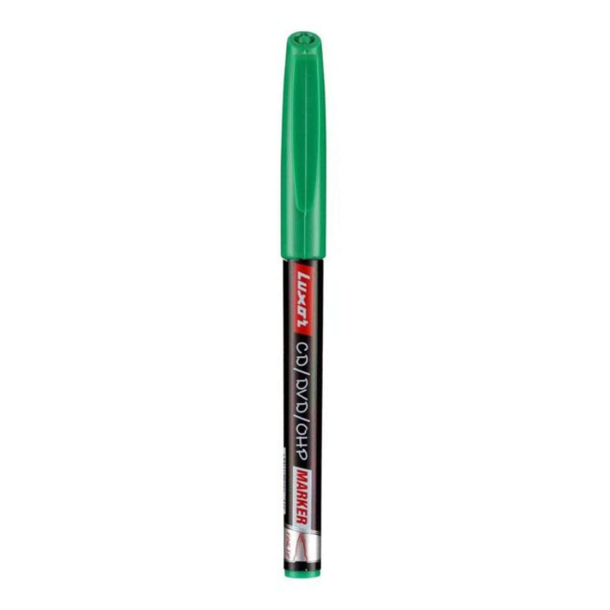 Luxor 1237NF CD/DVD/OHP Marker | Ink Colour - Blue, Black, Red and Green - Green marker displayed.