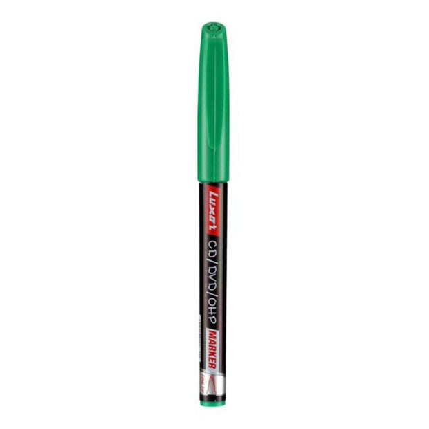 Luxor 1237NF CD/DVD/OHP Marker | Ink Colour - Blue, Black, Red and Green - Green marker displayed.