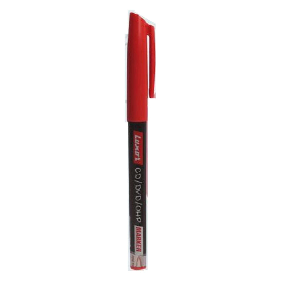 Luxor 1237NF CD/DVD/OHP Marker | Ink Colour - Blue, Black, Red and Green - Red Marker Pen