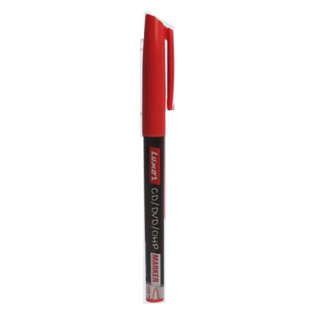 Luxor 1237NF CD/DVD/OHP Marker | Ink Colour - Blue, Black, Red and Green - Red Marker Pen