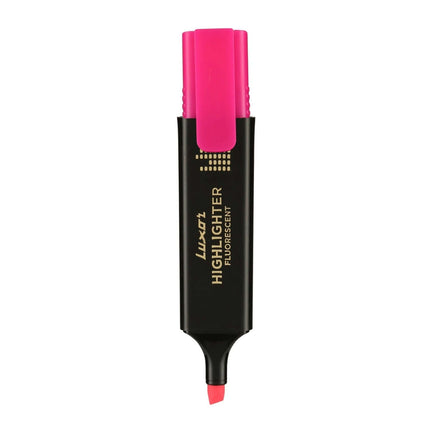Luxor Fluorescent Highlighter pen in pink, ideal for highlighting text and notes.