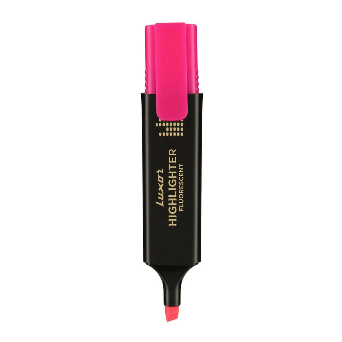 Luxor Fluorescent Highlighter pen in pink, ideal for highlighting text and notes.