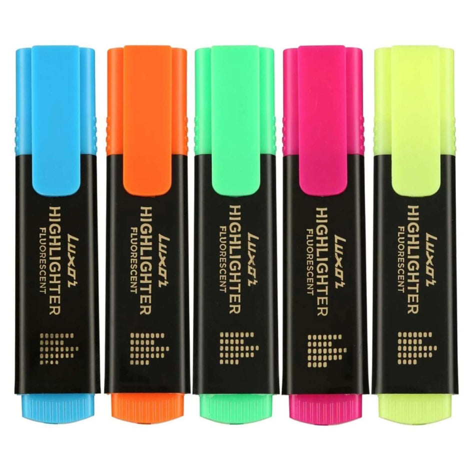 Luxor Fluorescent Highlighter pens in vibrant colors for effective highlighting and note-taking.