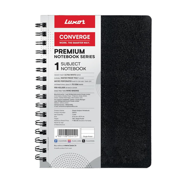 Luxor Premium Converge Note Book | Single Subject | Size - 21.6cm x 27.9cm