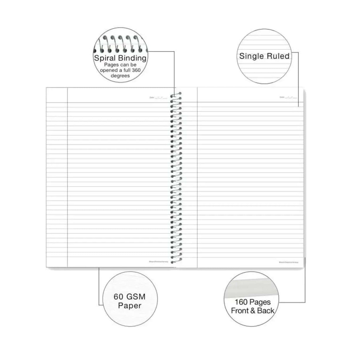 Luxor Premium 1 Subject Note Book | Size - 18cm x 24cm | Pack of 2 showing spiral binding, single ruled 60 GSM paper, and 180 pages.