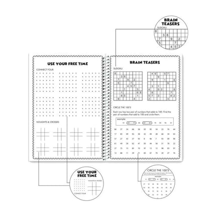 Luxor Premium 6 Subject Note Book | Size - 18cm x 24cm pages featuring puzzles and brain teasers for interactive learning.