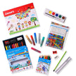 Luxor Doodles Colouring Kit | Stationery Kit of 7 Items featuring crayons, pastels, sketch pens, and a drawing book.