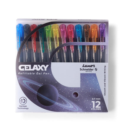 Luxor Schneider Gelaxy Gel Pen | Pack of 12 | Ink Colour - Assorted