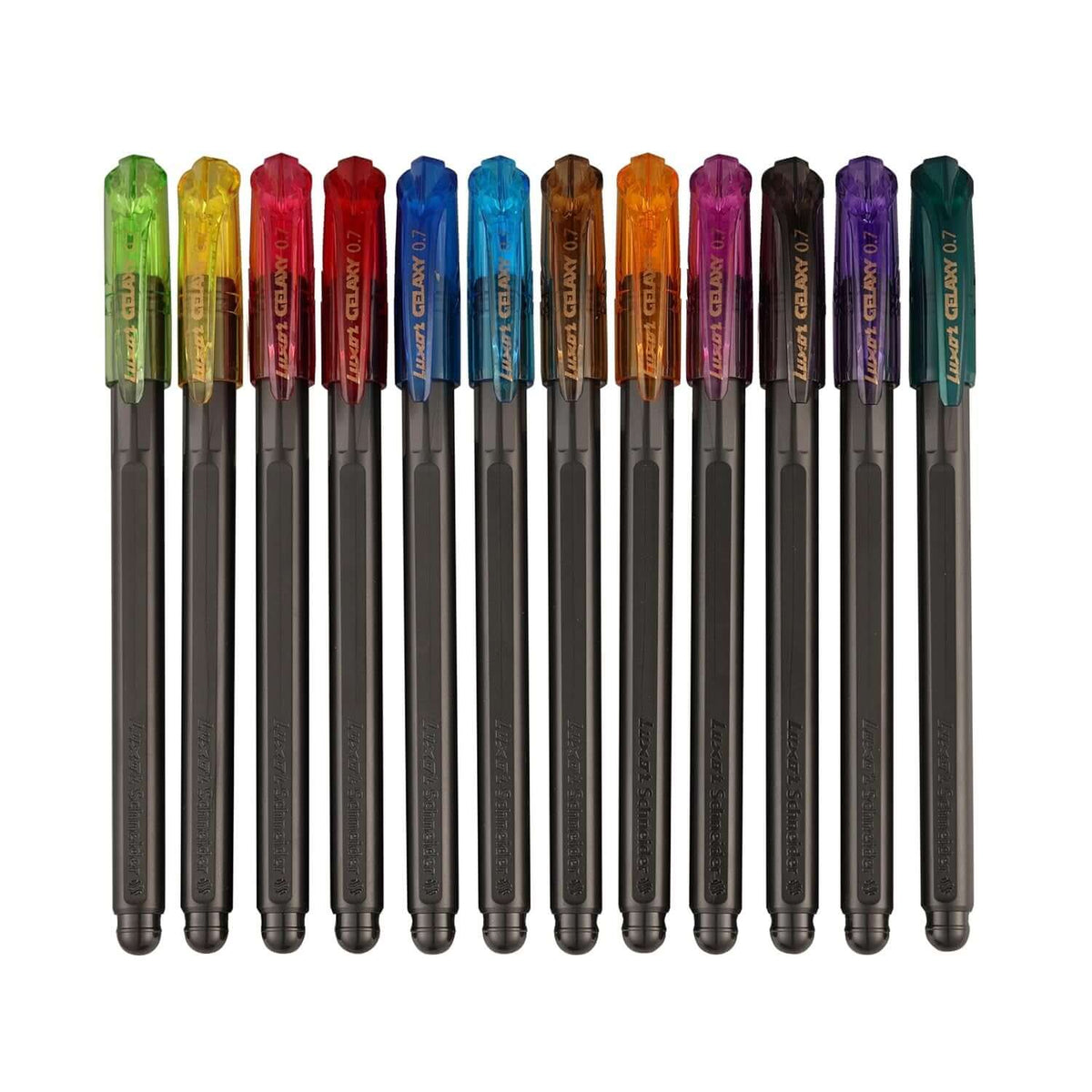 Luxor Schneider Gelaxy Gel Pen | Pack of 12 | Ink Colour - Assorted - vibrant assortment of gel pens