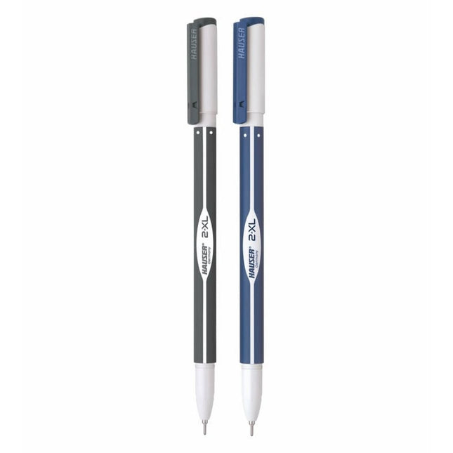 Hauser 2-XL Ball Pen | Ink Colour - Blue and Black next to each other, showcasing their fine-tip design and ink colors.