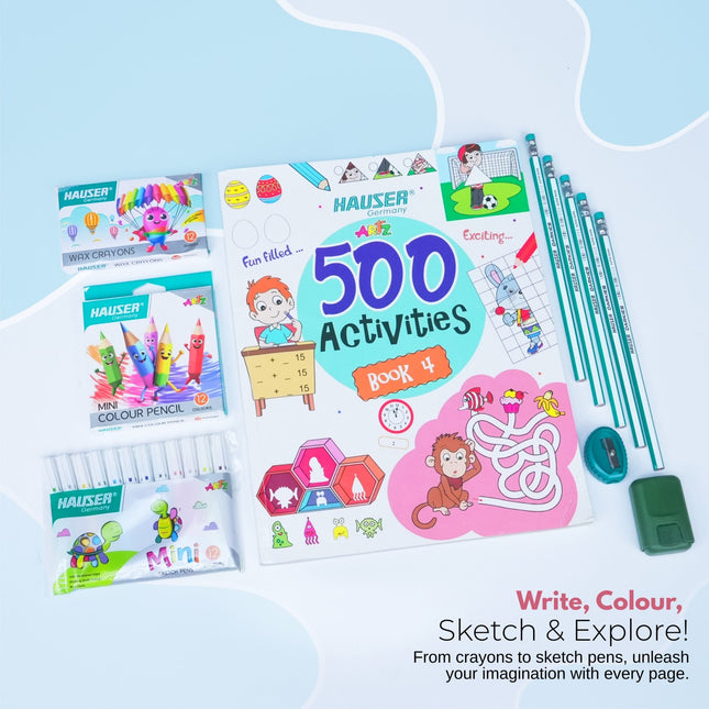 Hauser Artz 500 Activities Book Kit | Stationery Kit of 7 Assorted Items