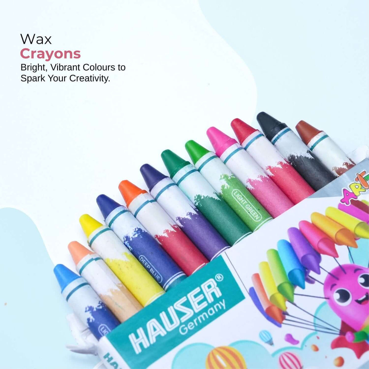 Hauser Artz 500 Activities Book Kit | Stationery Kit of 7 Assorted Items with vibrant wax crayons.