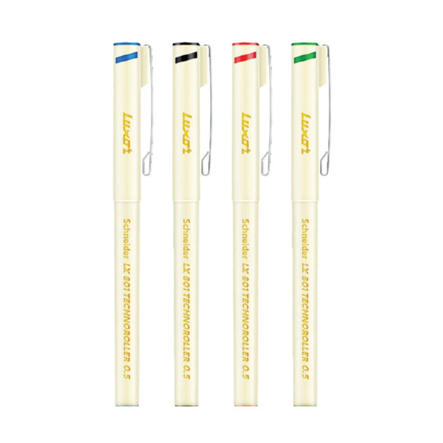 Luxor Schneider LX801 Technoroller Pen | Ink Colour - Blue, Black, Red and Green - precision writing pens