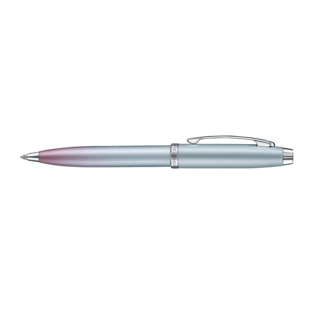 Sheaffer Expressions 100 blue and pink ballpoint pen with pearlised gradient finish and chrome-plated trims