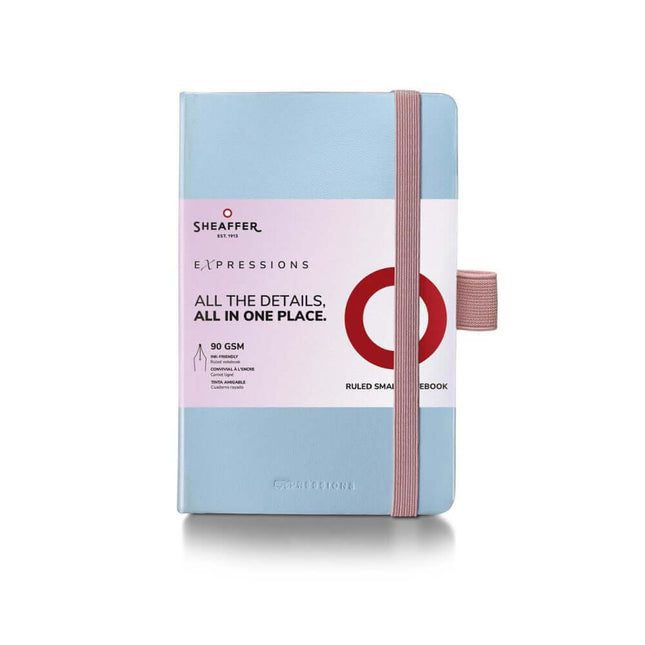 Sheaffer Expressions small ruled notebook with elastic closure, 90 gsm acid-free paper for organized note-taking.
