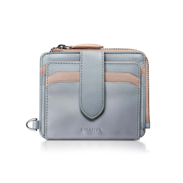 Sheaffer Expressions leather wallet in dual-tone pastel design with RFID protection and card slots.
