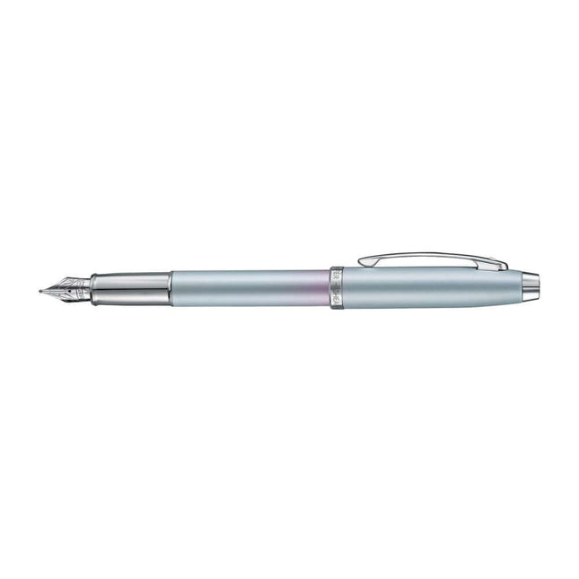 Sheaffer Expressions 100 9376 Blue and Pink Fountain Pen with chrome trims and a stylish cut-out clip.