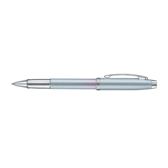 Sheaffer Expressions 100 9376 Blue and Pink Roller Ball Pen with chrome trims and a pearlised gradient finish.