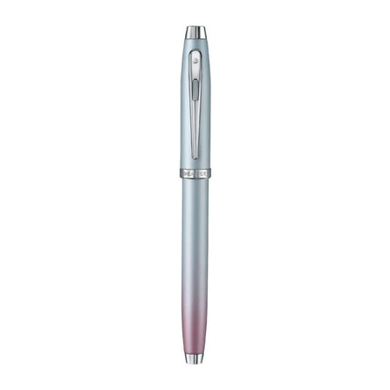Sheaffer Expressions 100 9376 blue and pink roller ball pen with pearlised gradient finish and chrome trims.