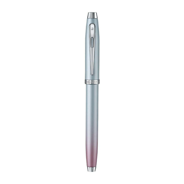 Sheaffer Expressions 100 9376 blue and pink roller ball pen with pearlised gradient finish and chrome trims.