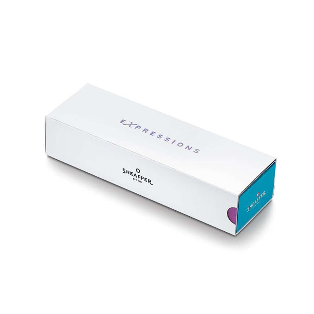 Sheaffer Expressions gift box showcasing a stylish design for the roller ball pen, highlighting sustainable packaging.
