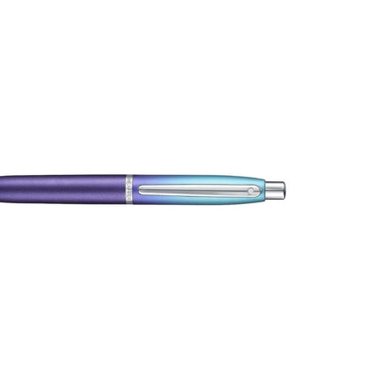 Sheaffer Expressions VFM 9430 blue and purple ball pen showcasing the smooth gradient finish and chrome trim.